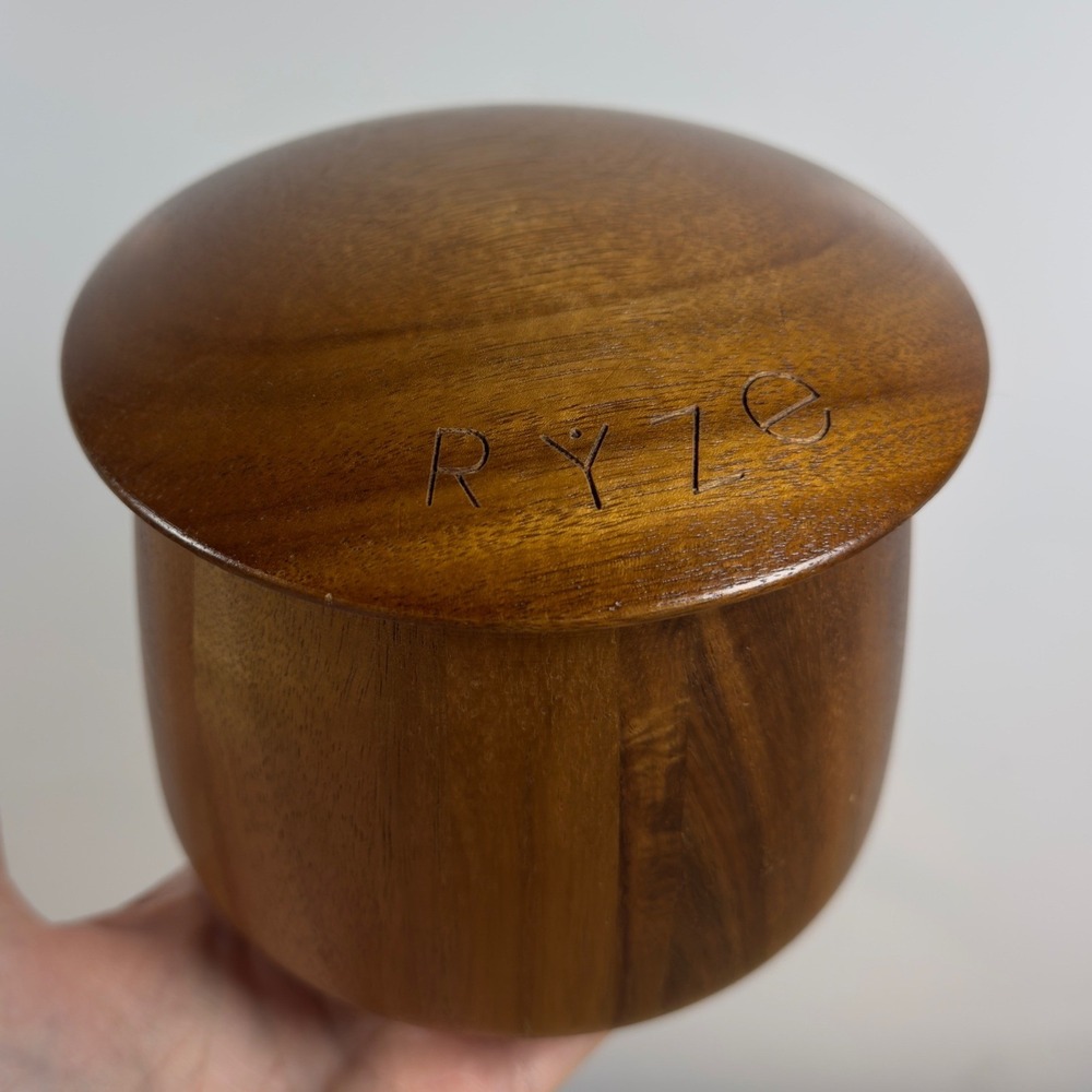 Ryze Handcrafted Wood Storage Canister with Lid Brown Minimalist Round Jar